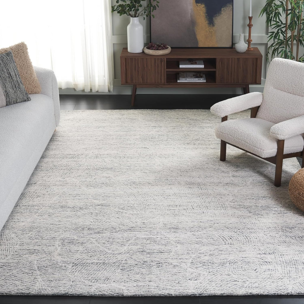 Metro Area Rug - 10' x 14', Dark Grey & Ivory, Handmade Wool