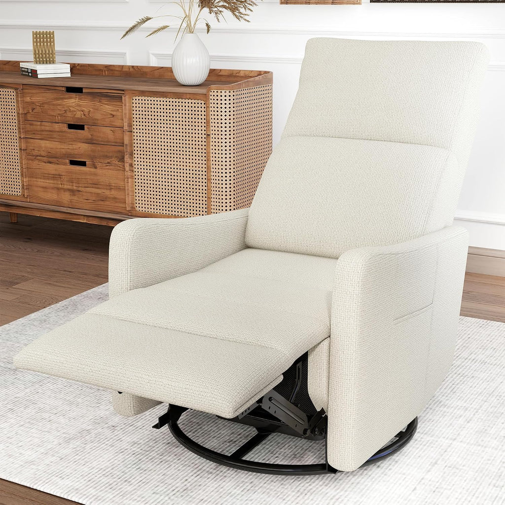 Power Swivel Recliner Chair, 270°Swivel Rocker Chair for Adults, Rocking Recliner Upholstered Fabric Glider Recliner
