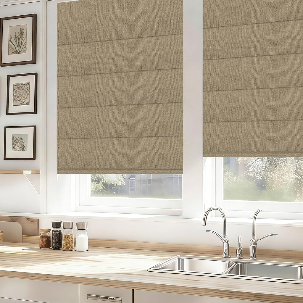 Blackout Roman Shades for Indoor Windows, Cordless Roman Blinds for Windows, Thermal Insulated Window Shades for Door