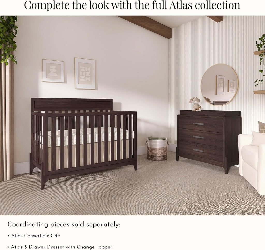 Atlas 5-in-1 Convertible Full-Size Baby Crib in Chestnut, GreenGuard Gold & BSA, Timeless Modern Minimalist, 3