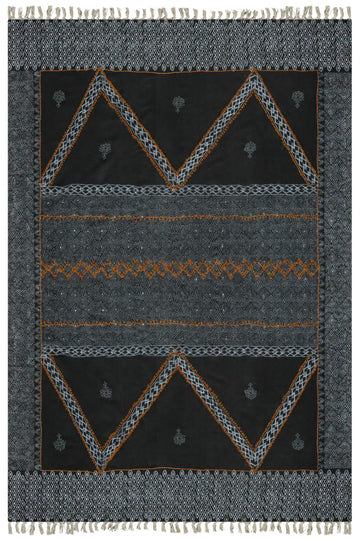 Kilim 4x8 Area Black & White Cotton Dhurrie Geometric Thick 0.19 inches Stone Easy Washable Hand Wash Cotton Carpet