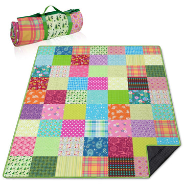 Extra Large Picnic Blankets Waterproof Foldable (60"x 80") Boho Beach Blanket Waterproof Sandproof, 3-Layer Thicking