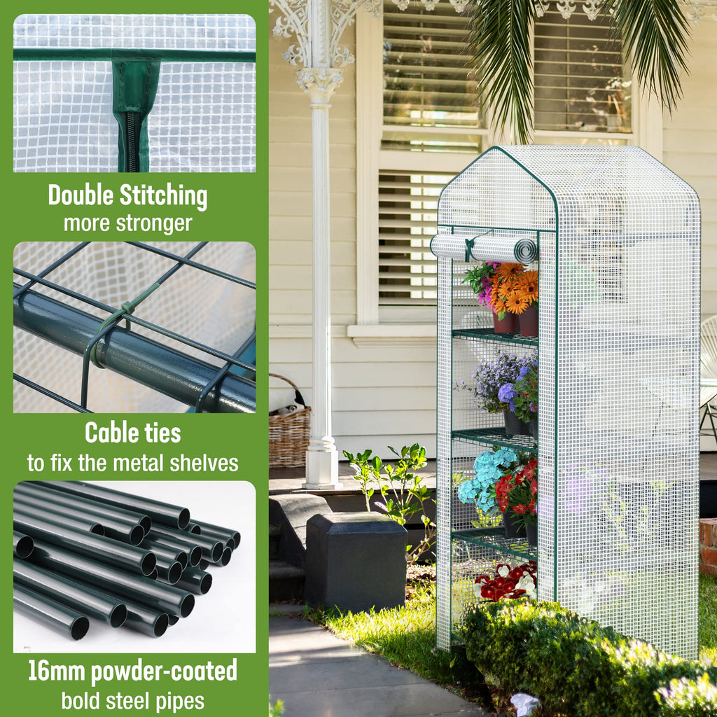 Mini Greenhouse, 4-Tier Portable Small Greenhouses (27"x 19"x 63")