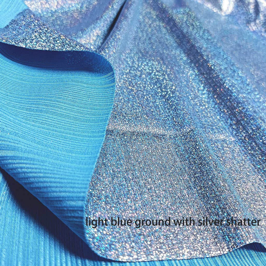 Shattered Glass Hologram Fabric By The Yard Width 58Inches (Blue/Silver 1yard)