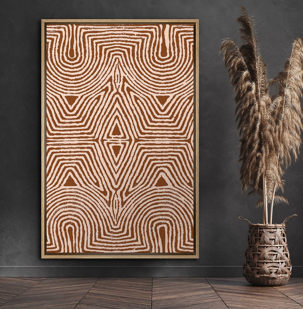 Framed Canvas Print Wall Art Symmetrical Triangle Tribal Print Geometric Shapes Illustrations Modern Art Minimalist