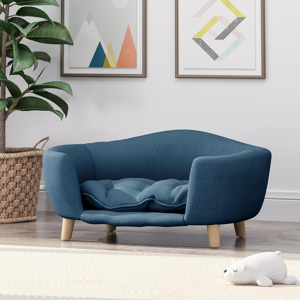 Dog Bed, Mid‐Century Modern Pet Sofa Dog Bed for Small Dogs 11‐25 Lbs, Raised Dog Bed with Sturdy Birch Wood Legs