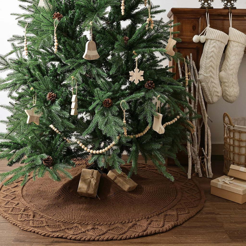 Knit Christmas Tree Skirts, Neutral Tree Skirt, Cozy Christmas Decorations