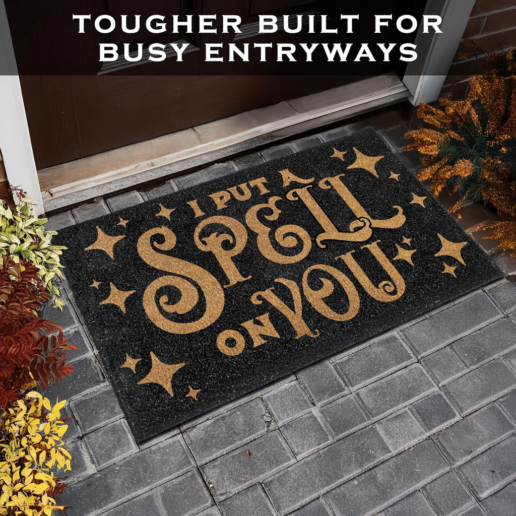 I Put a Spell on You Welcome Mat 30x17 Inch, Hocus Pocus Doormat Coir Fall | Natural Fiber, Pvc Backing, Dirt