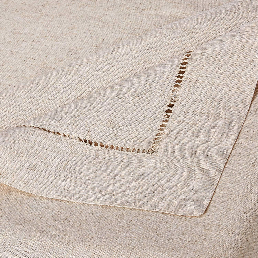 Toscana Contemporary Hemstitched Linen Blend 60 x 60 Inch Table Cloth for Dinner Table, Parties, Wed