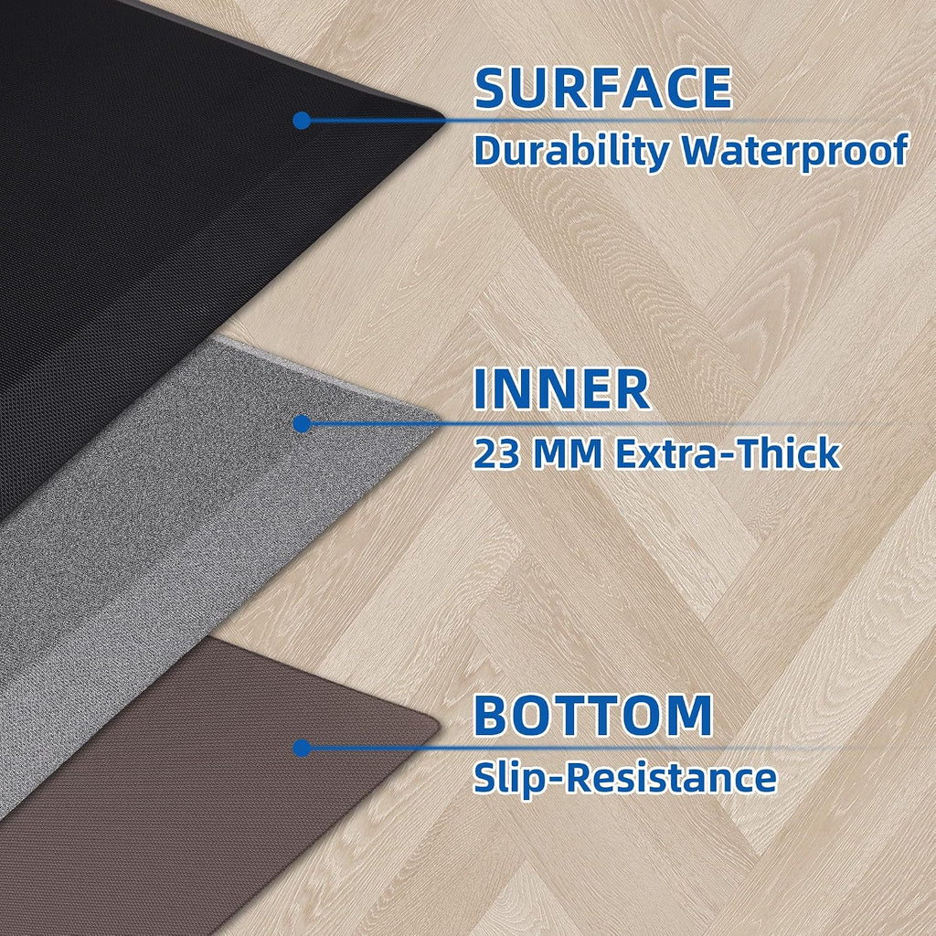 Extra Thick Anti Fatigue Mat Floor, 20x32, Black | 9/10 Inch Thick, Cushioned Standing Desk Mat, Memory Foam