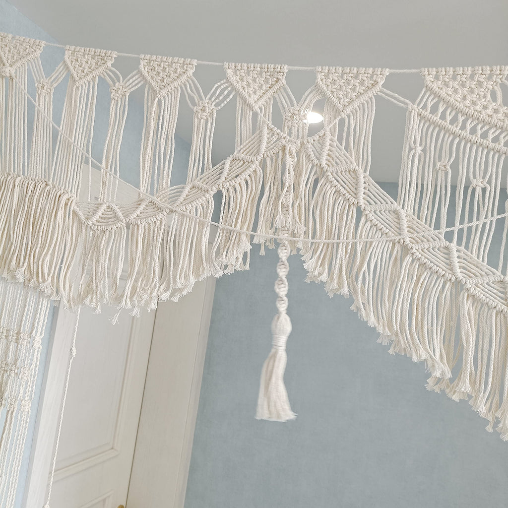 Large Macrame Wedding Backdrop(71" W x 86" L) for Arbor/Arch Bohemian Wall Hanging Decor Boho Doorway/Window Curtains