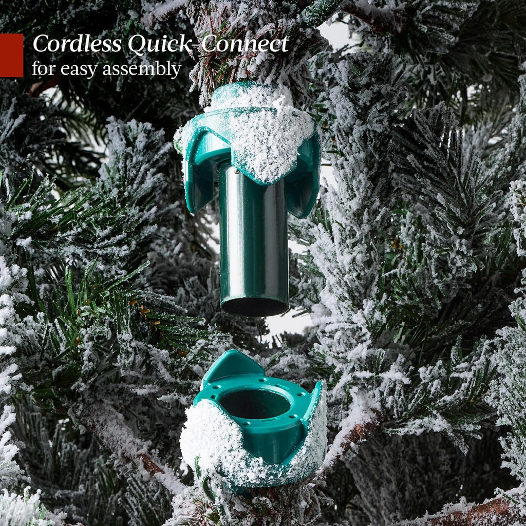 Lighted Aspen Christmas Tree, Flocked Artifical Noble Fir, Pre-Lit White & Multicolored LED Lights Premium