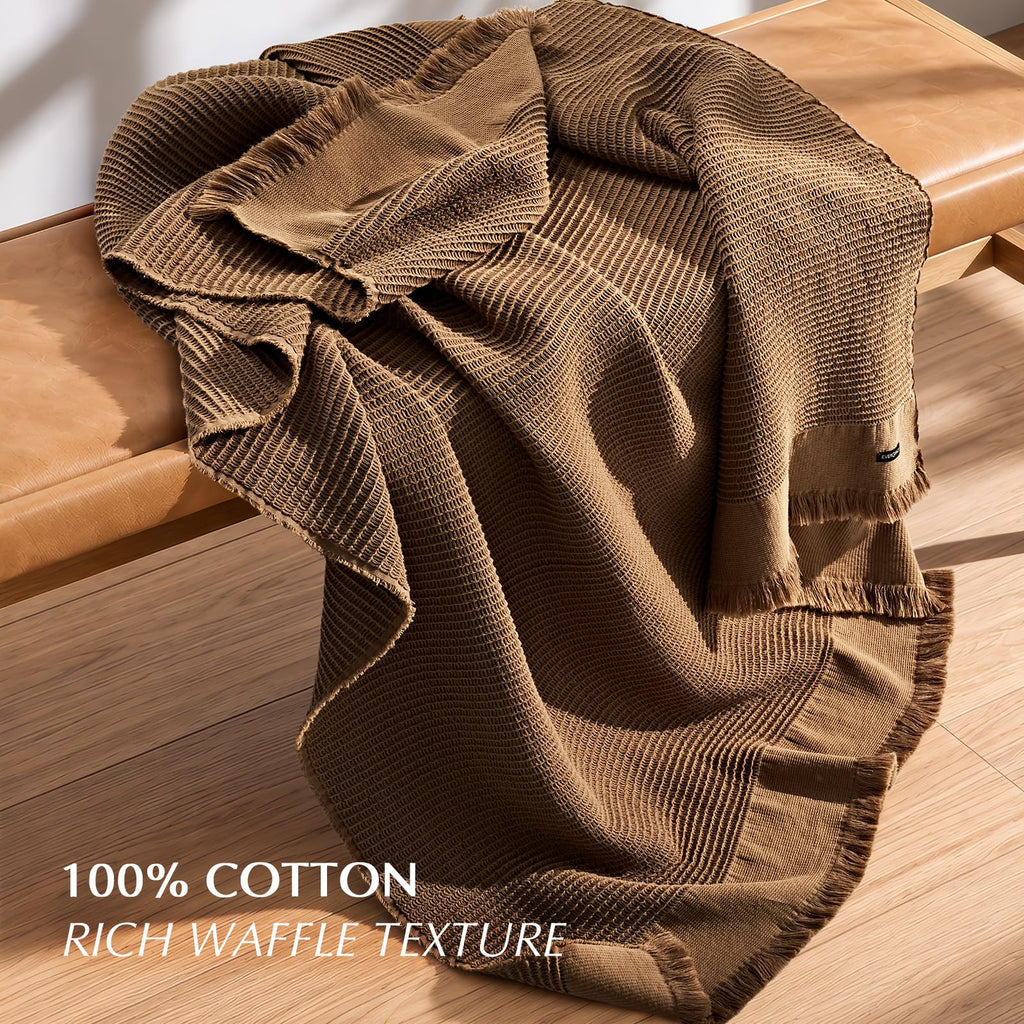 100% Organic Cotton Waffle Throw Blanket, Toffee Brown, 50"x60"