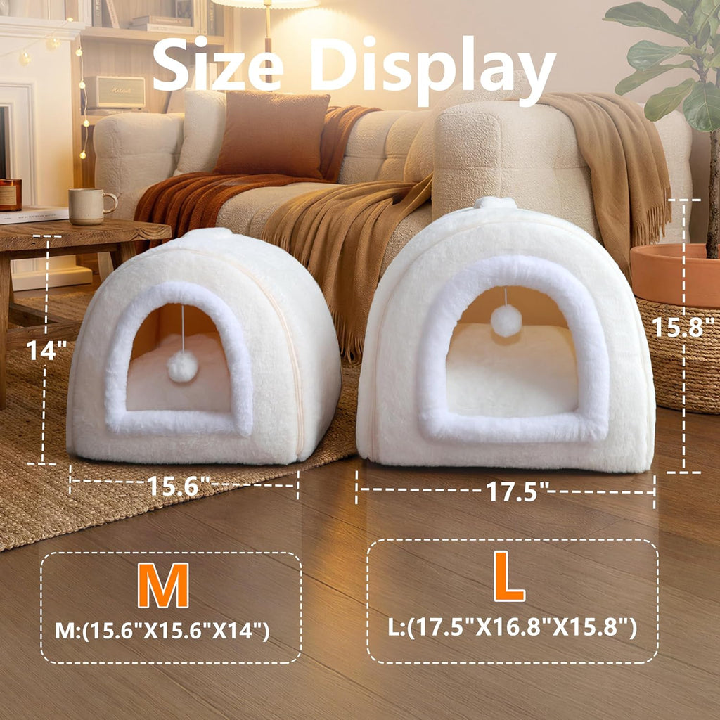 Cat Bed for Indoor Cats, Foldable cat cave, Anti-Slip & Water-Resistant Bottom, cat Houses for Indoor Cats or Small
