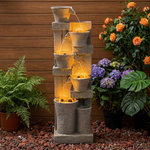 Redlife 49.6" Tall Outdoor Waterfall Fountain
