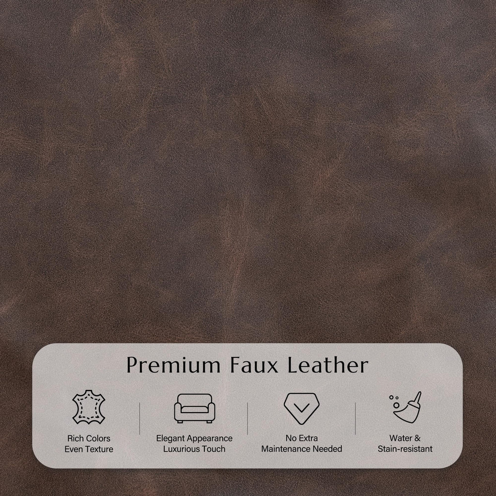 Traditional Faux Leather Couch Sofas, 91.3", Dark Brown
