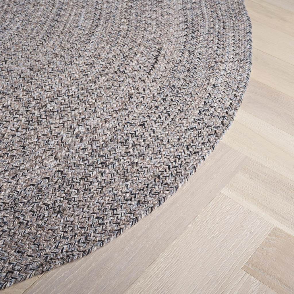 Braided Cotton Oval Rug 6'x9', Ivory & Steel Grey BRD256A