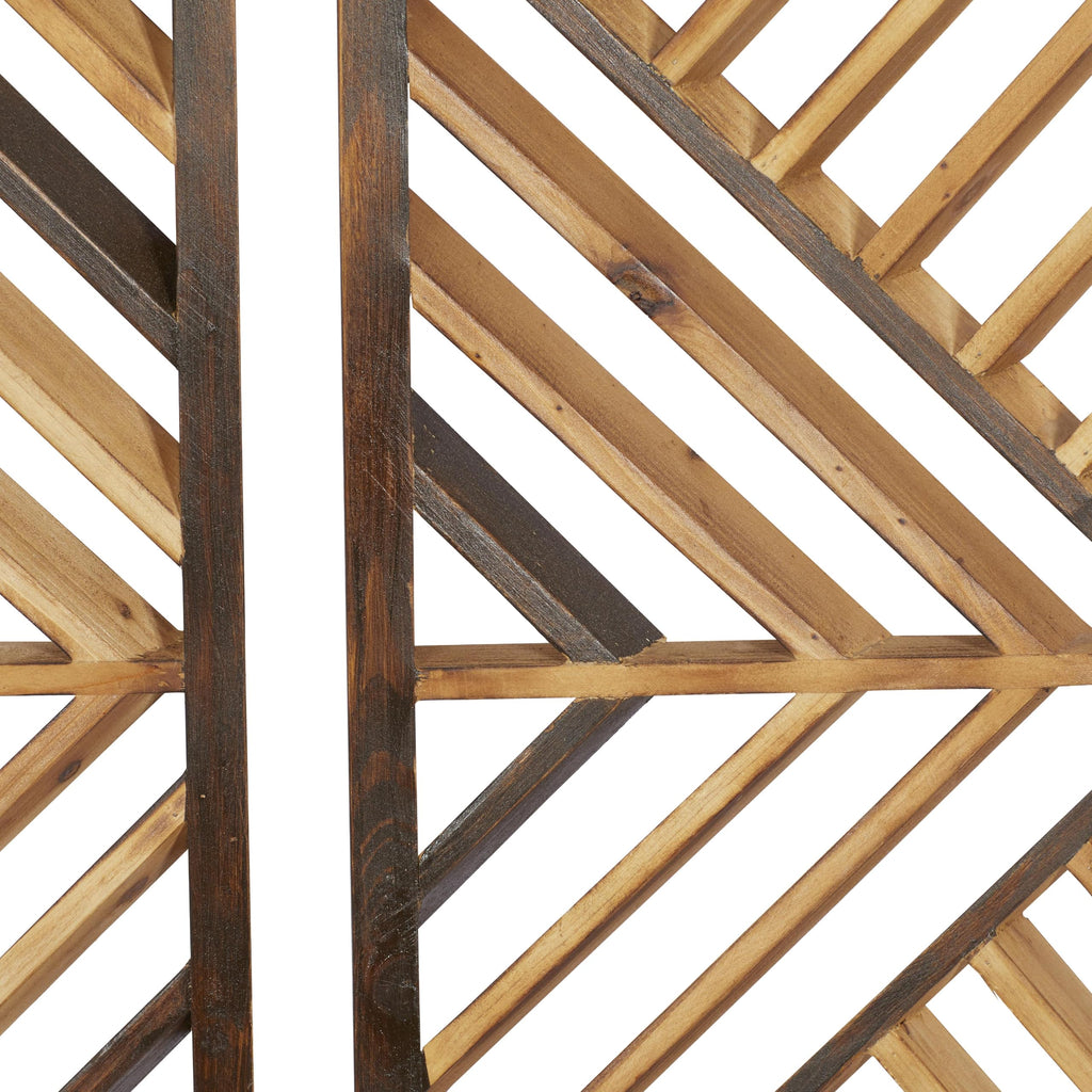 Wood Geometric Home Wall Decor Wall Art 12"W, 35"H, Oiled Brown