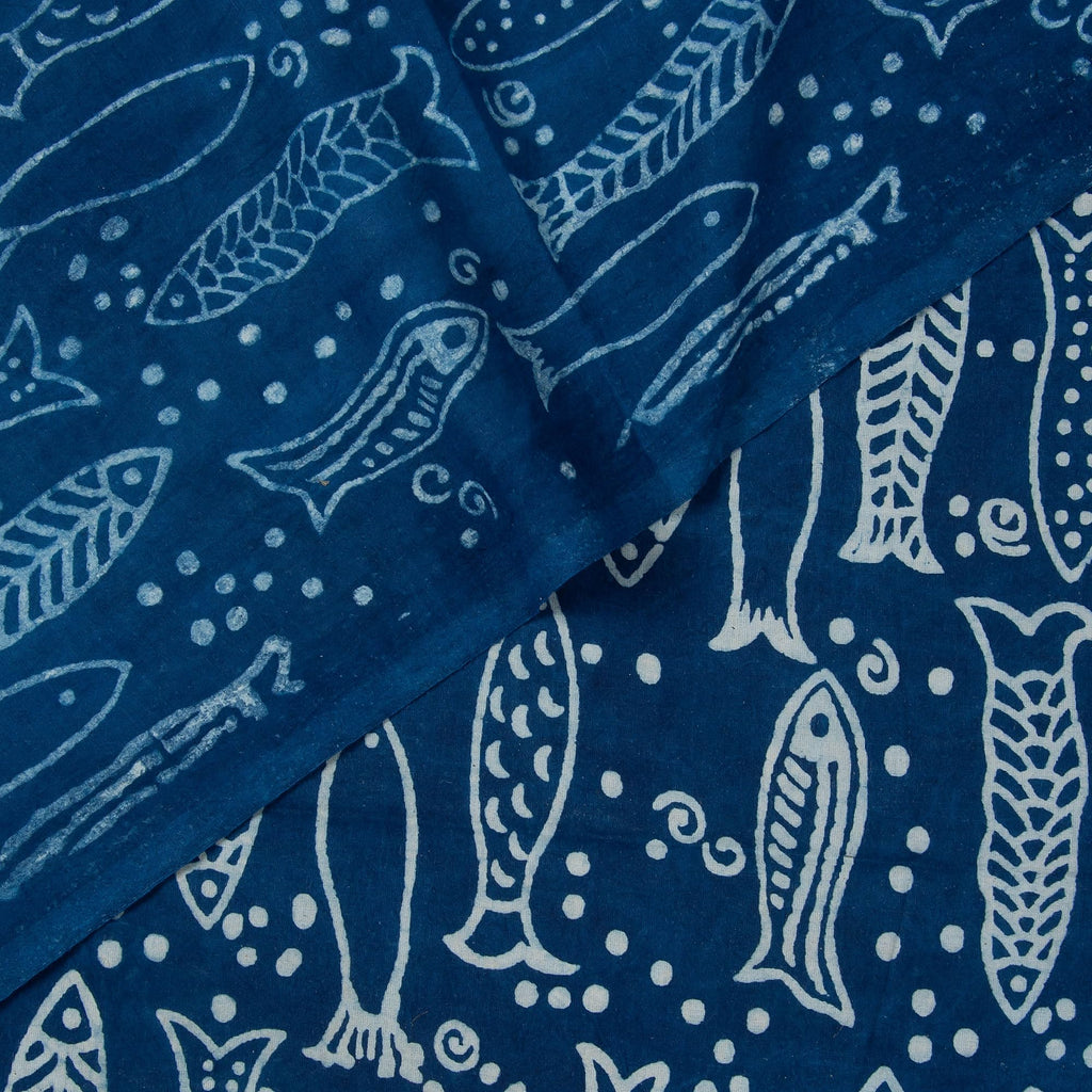 Block Print Fabric by The Yard Abstract Indigo Fabric 44" Width Machine Washable 100% Pure Cotton Boho Style Handmade