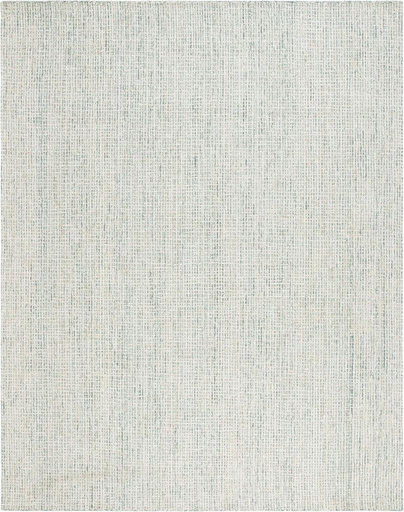 Abstract Area Rug - 10' x 14', Green & Ivory, Handmade Wool