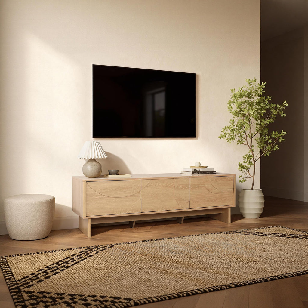 59" Oak TV Stands up to 65", Modern Entertainment Center