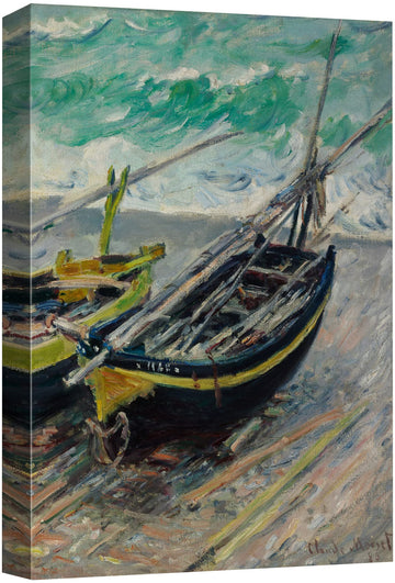 Canvas Print Wall Art Three Fishing Boats, 1886 Claude Monet Classical Illustrations Fine Art Decorative Vintage