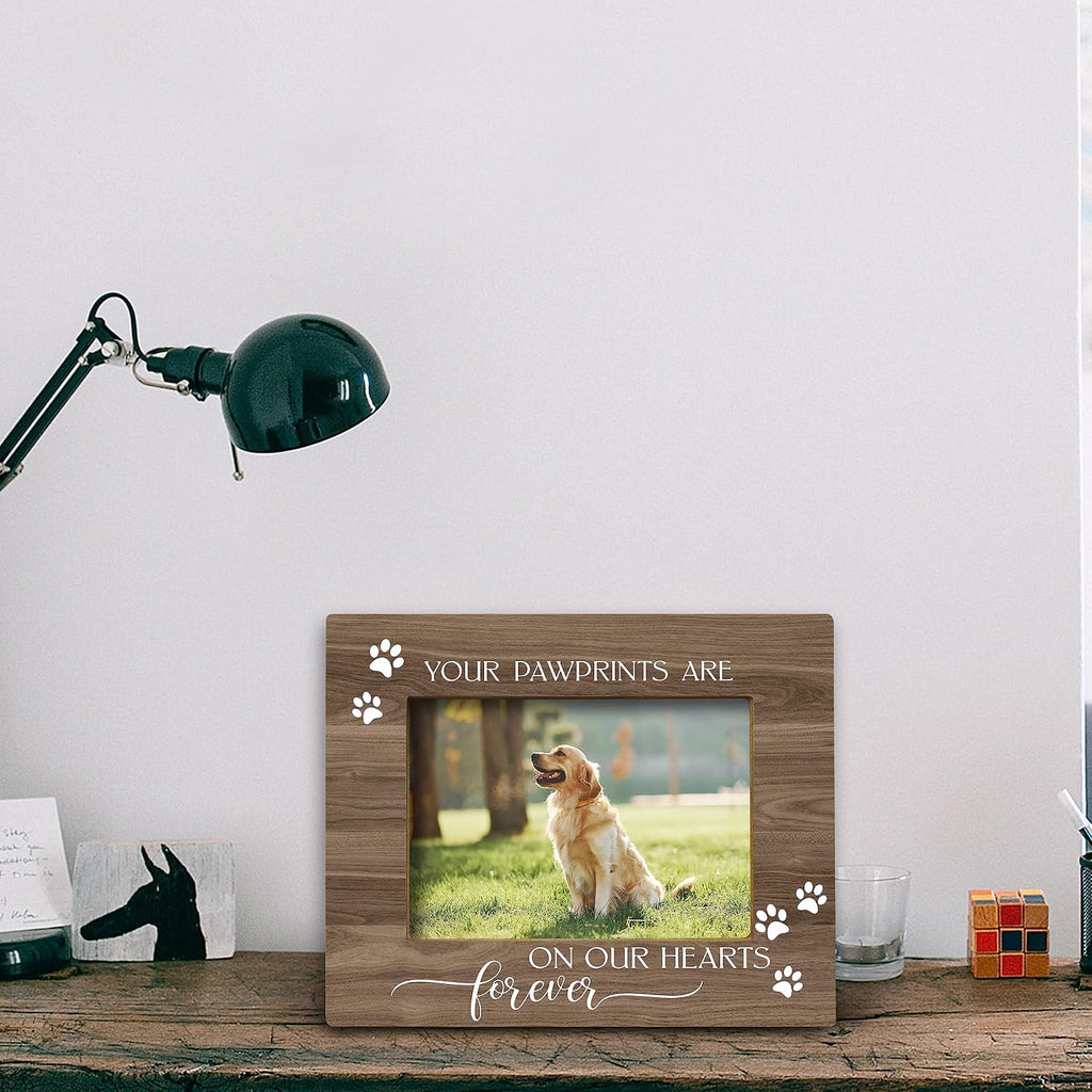 Your Pawprints are Forever in Our Heart Pet Memory Picture Photo Frame, Pet Dog Cat Memorial Picture Frames, Pet Loss