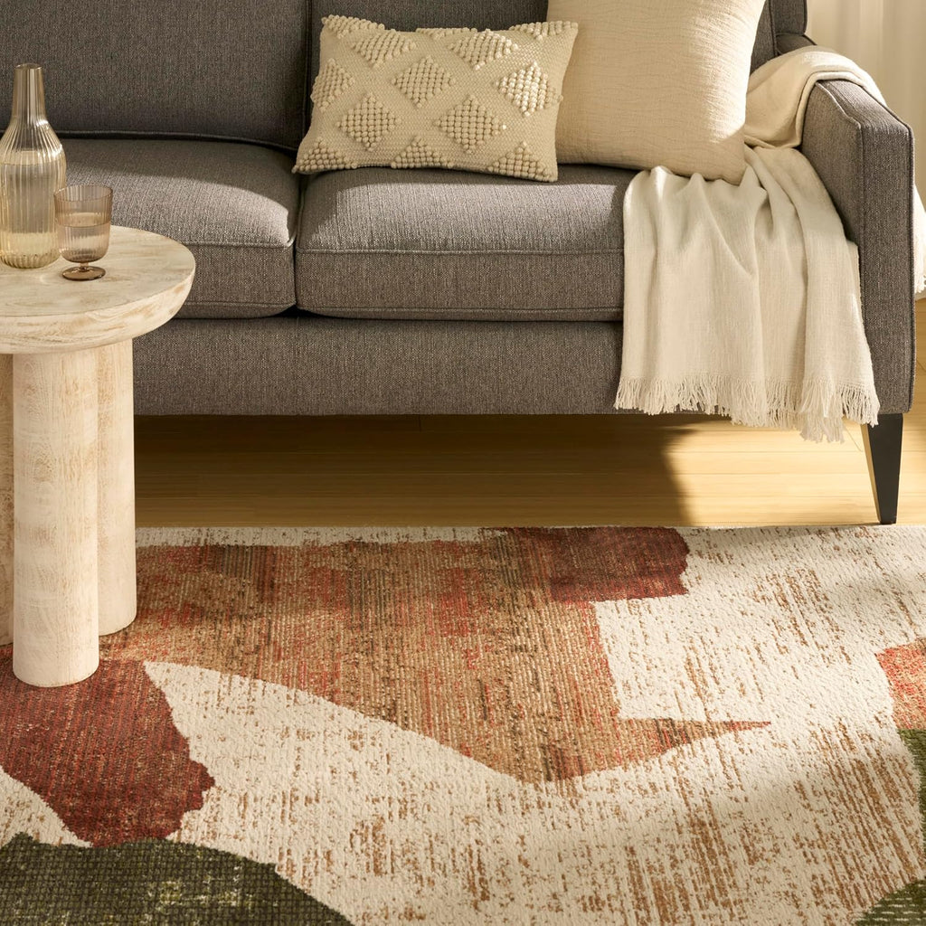 Home Nordic Beige Multi Area Rug - Easy Clean, Non Shedding, Bed Room, Living Room, Dining Room, Kitchen (5'