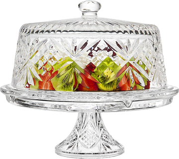4 in 1 Cake Stand, Cake Platter and Serving Plate Platter with Dome Cover, for Pastries, Desserts & More