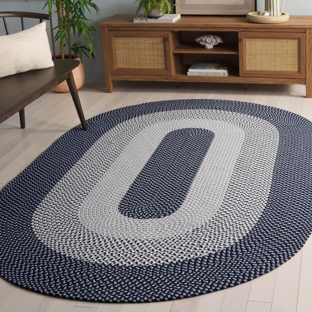 Braided Oval Rug 5x8, Grey & Blue BRA822F