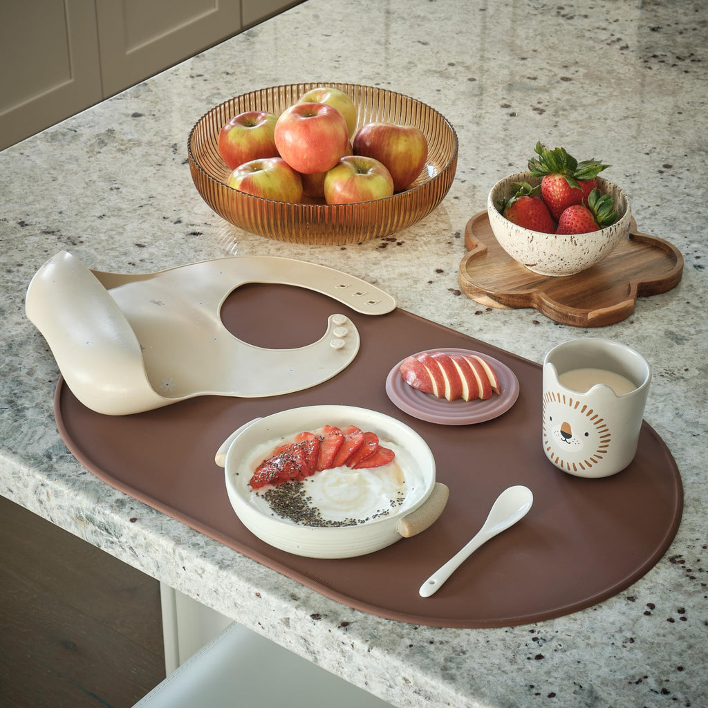 Oval Silicone Degrē Placemats, Chalk (20.5"x13", Set of 2)
