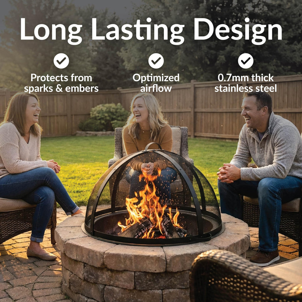 Outdoor Fire Pit Screen Cover, Round, Easy Access Door, 36" Dia