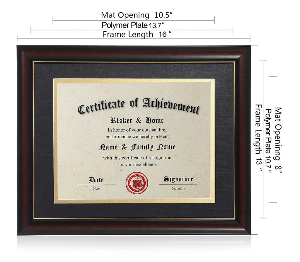 8.5x11 Diploma Frames with Mat Cherry Matte Black with Gold Rim