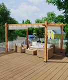 10 x 13 ft Wood-Grain Aluminum Pergola Outdoor Pergola with Retractable Canopy Sun Shade Shelter for Garden