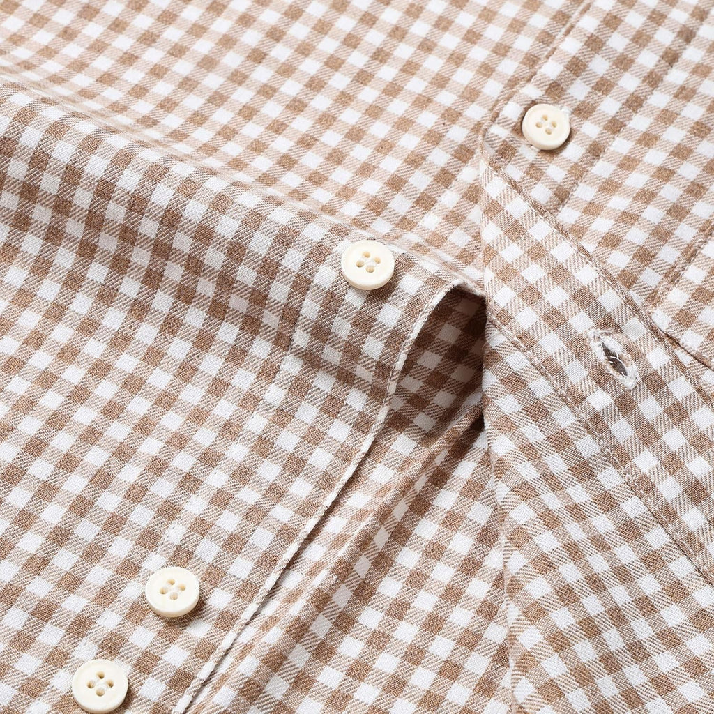 Boys Plaid Button Down Shirt Long Sleeve Lightweight Flannel Checkered Dress Shirts with Chest Pocket Gingham