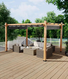 10' X 13' Outdoor Pergola with Retractable Canopy Aluminum Pergola Faux Wood Metal Pergolas Gazebo for Backyard, Deck