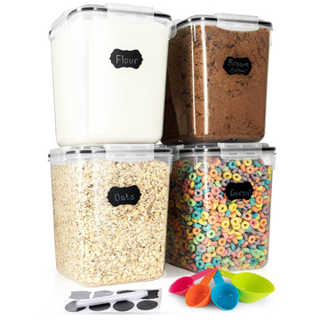 Flour Sugar Storage Containers (5.3L/4pk) Great Rice Canisters Sets For The Kitchen pantry, Large Food Storage