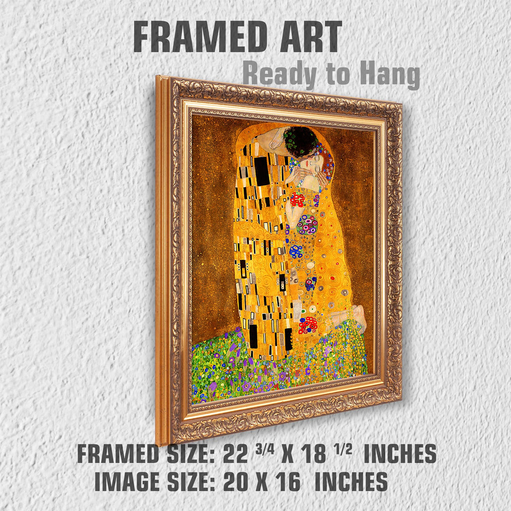 The Kiss by Gustav Klimt, Gold-Framed Art