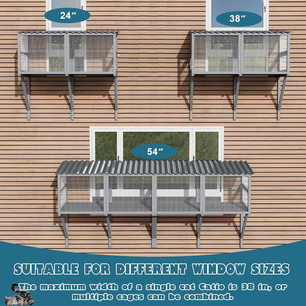 Cat Catio Cat Windows Perch for Indoor Cats, Gray, 82.6" L