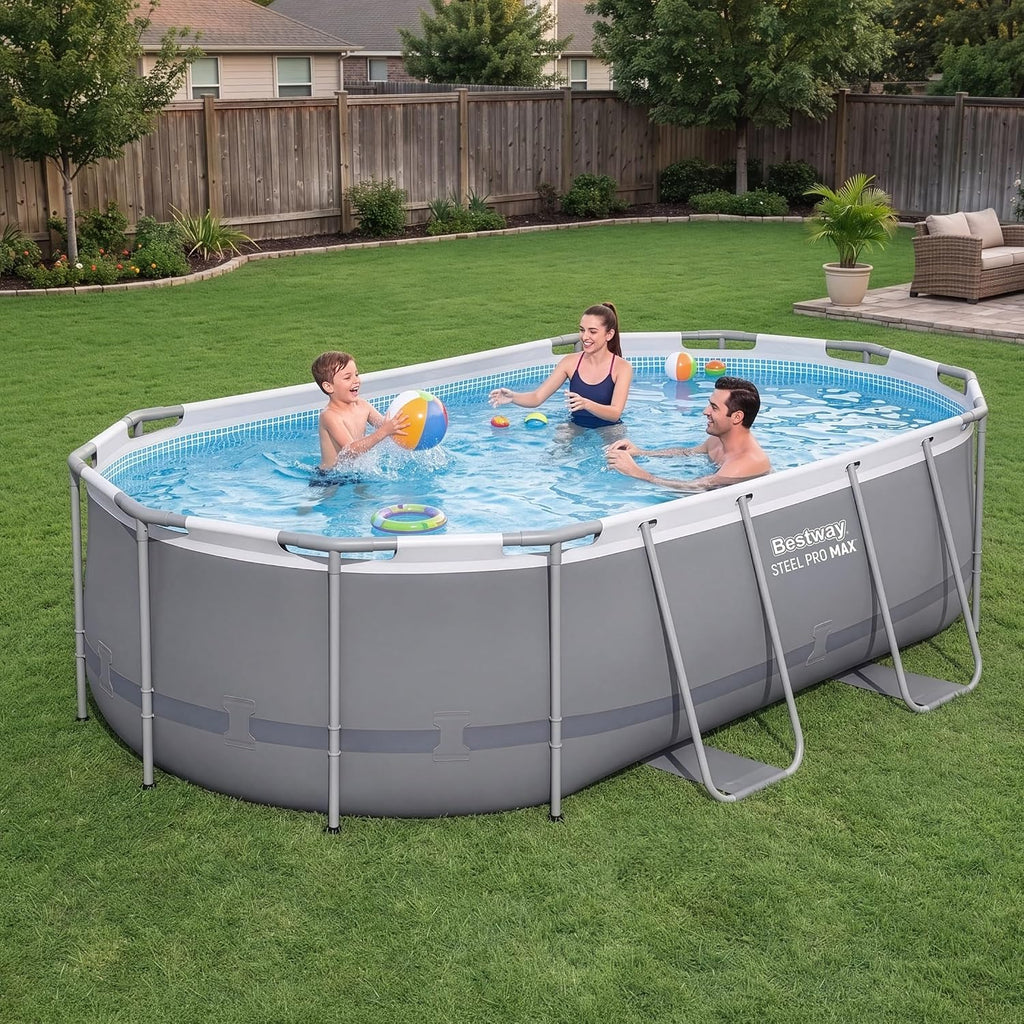 Steel Pro MAX 14' x 8'2" x 39.5" Oval Above Ground Pool Set, Pump
