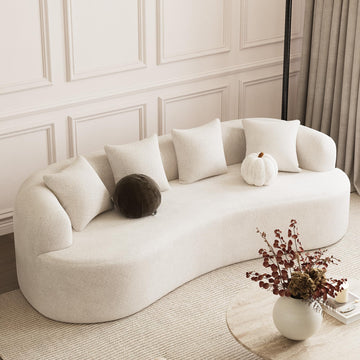 107" Modern Curved Sofas, Cream White