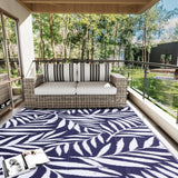 Waterproof Outdoor Rug 9x12 ft, Reversible Outdoor Plastic Straw Rug with Leaf Pattern, RV Mat, Indo