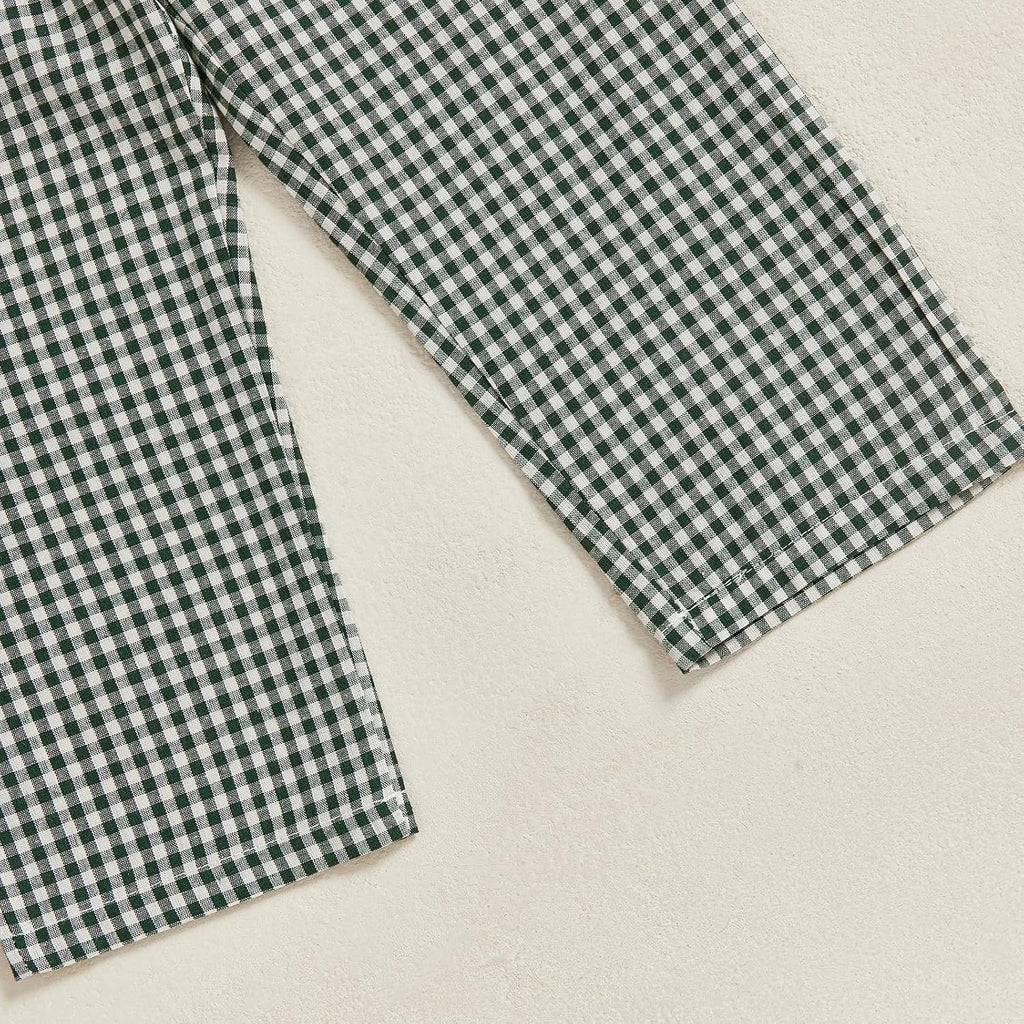 Toddler Baby Boy Hunting Outfit Long Sleeve Mallard Duck Sweatshirt T-shirt Gingham Pants Two Piece Smocked Clothes
