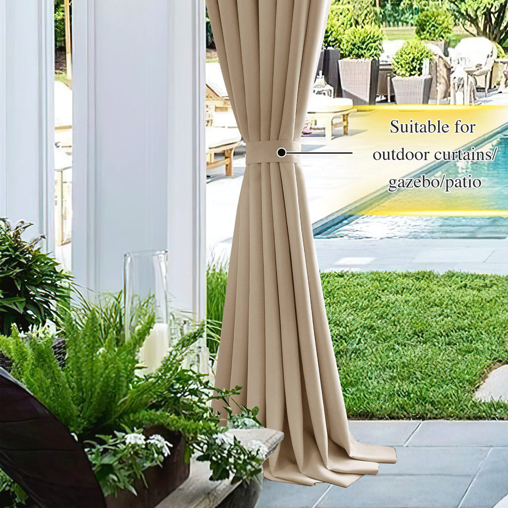 Magnetic Holdbacks for Drapes - Indoor Outdoor Curtains Window Draperies Ropes (Beige, 15 X 4 Inches, Set