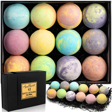 Luxury Bath Bombs for Men - Gift Set of 12 Large Bathbombs