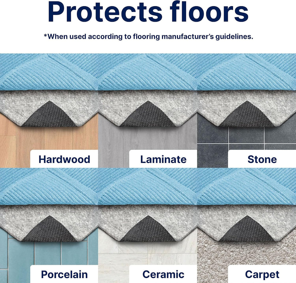 Dual Surface - 8'x10' - 3/8" Thick - Felt + Rubber - Enhanced Non-Slip Rug Pad - Adds Comfort and Protection - Set of 80