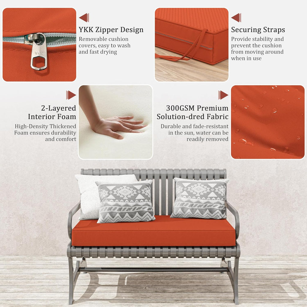 Outdoor Bench Cushion 36 X 18 X 3.5 Inch Thick Waterproof Patio Furniture Cushions, Patio Porch Swing Replacement