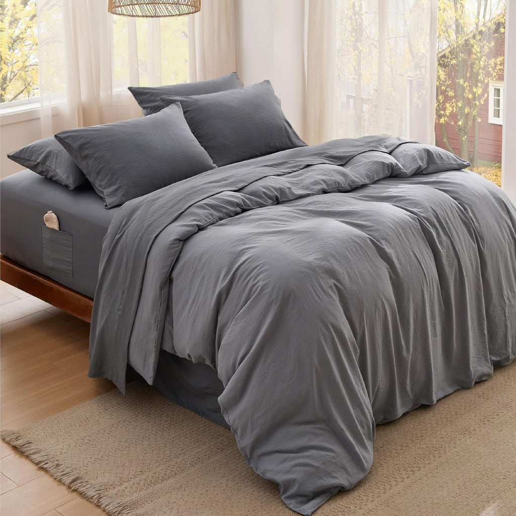 Deep Pocket Queen Sheets - 6 Piece, Prewashed Ultra-Soft Queen Sheet Set, Fits Mattresses Up to 18 Inches Thick