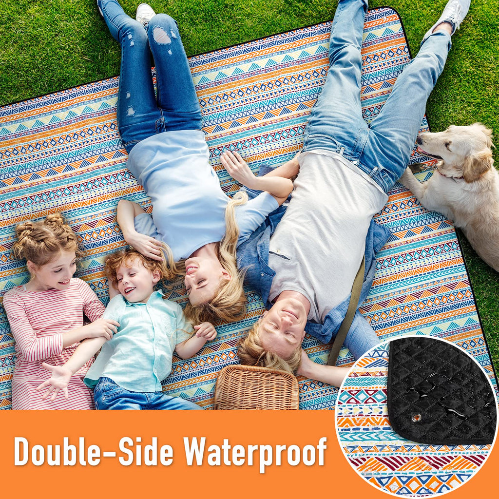 Picnic Blankets Extra Large, Waterproof Foldable Outdoor Beach Blanket Oversized 83x79" Sandproof, 3-Layer Picnic Mat