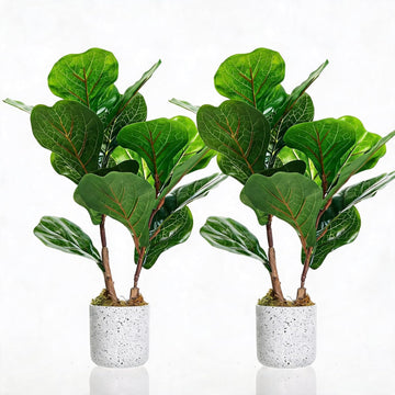 16 inch Faux Fiddle Leaf Fig Tree 2 Pack - Set of 2